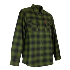 Dixxon Lone Wolf Flannel Shirt Womens S Green Black Plaid Excellent D-Tech Blend